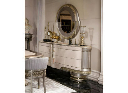 Klassisches Sideboard Luxus Spiegel Designer Wohnzimmer Holz Möbel