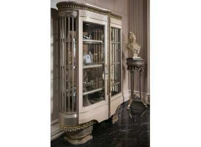 Klassische Beige Wohnzimmer Vitrine Luxuriöse Anrichte Edle Möbel