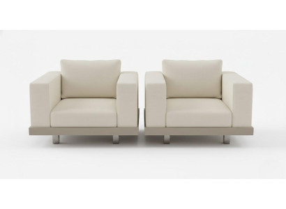 Stilvolles Sofa-Set Aluminiumrahmen Wasserabweisender Stoff Beige