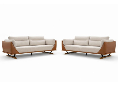 Sofa-Set 3-Sitzer-Sofa Moderner Holzrahmen Stil Weiße Farbe Holzbeine
