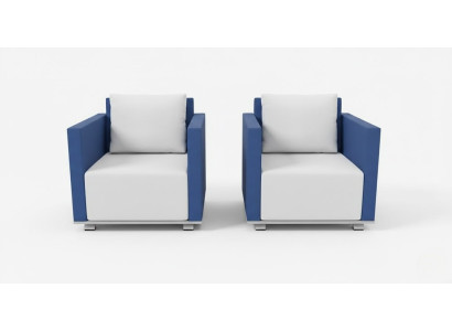 Luxuriöses Sofa-Set Glatte Ecken Minimalistischer Stil Blaue Farbe