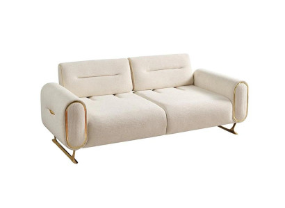 Modernes weißes 3-Sitzer-Sofa Stoffsofa Polstermöbel für das Wohnzimmer