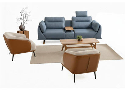 Sessel-Set 2-Sitzer-Sessel Sessel Weiß Farbe Moderner Stil Holzrahmen