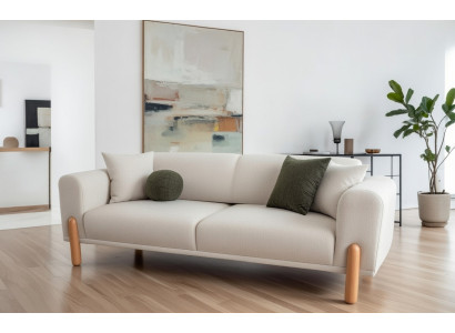 Komfortables 3-Sitzer Sofa Beige Holzgestell Modernes Design