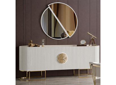 Elegantes Sideboard mit Spiegel und goldenen Akzenten im Stil