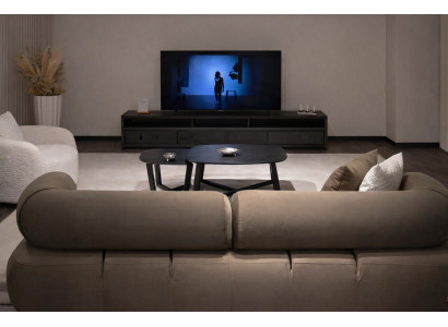 Elegantes Wohnzimmer-Set 3+1 Sitzer Farbe Weiß Braun Modernes Design