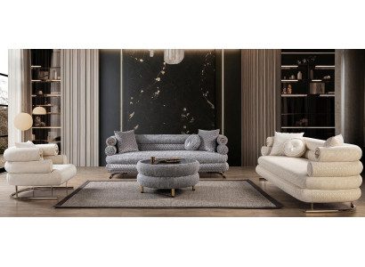 Modernes Wohnzimmer-Set 3+3+1-Sitzer stilvolle Sofas Sessel 3 Teile