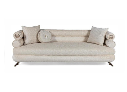 Beiger stilvoller 3-Sitzer-Sofa Stoffsofa Polstermöbel für das Wohnzimmer