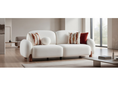 Weißes 3-Sitzer Sofa mit Holzbeinen für elegantes Wohnen