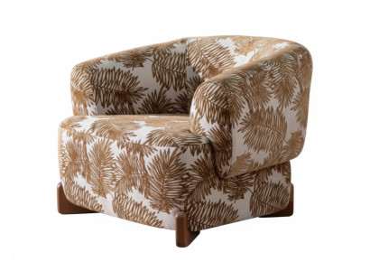 Sessel Tropische Muster Moderner Stil Weicher Sessel Holzbeine Neu