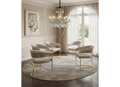 Set von 4 eleganten Stühlen mit goldenen Akzenten und Stoffbezug