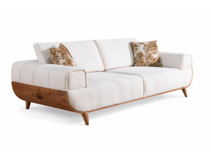 3-Sitzer-Sofa Weiß Moderner Stil Holzbeine Holzrahmen Weiche Armlehnen