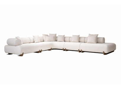 Ecksofa Weiß Modernes Design Geräumig Lounge-Sofa Einfarbiges Muster