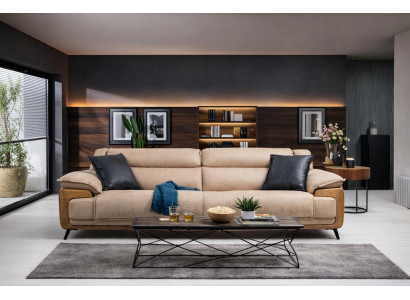 Hellbeiger Polster 3-Sitzer Exklusive Textilsofas Wohnzimmer 3-er