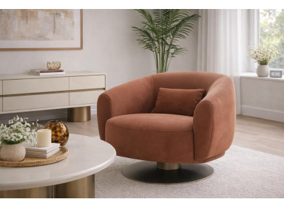 Brauner Textilsessel Bequemer Sitzsesel Luxuriöse Wohnzimmer Möbel