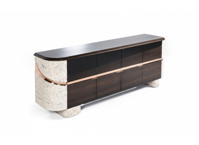 Modernes Sideboard Braune Kupferfarbene Akzente Strukturiertes Holz