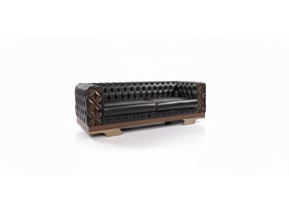 Modernes 3-Sitzer-Sofa Neo-Chesterfield-Stil Farbe Schwarz Holzrahmen
