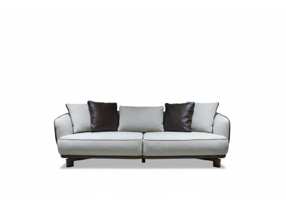 Elegantes 3-Sitzer-Sofa Weiß Braun Farbe Bescheidenes Design Lounge-Sofa