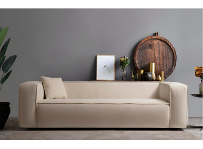 Stilvolle Beige Textilcouch Wohnzimmer Polstersofa Edler 3-Sitzer