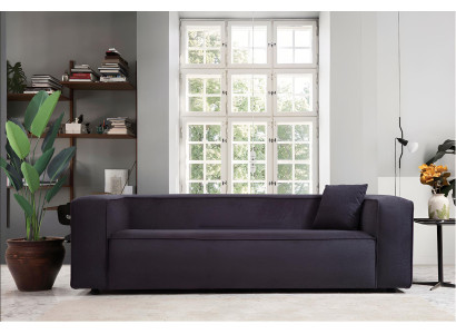 Dunkelblauer Dreisitzer Textilsofa Edle Polstercouch 3-Sitzer Sofa
