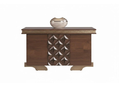 Brauner Beistelltisch Ornamental Goldakzenten Metallstützen Holzrahmen