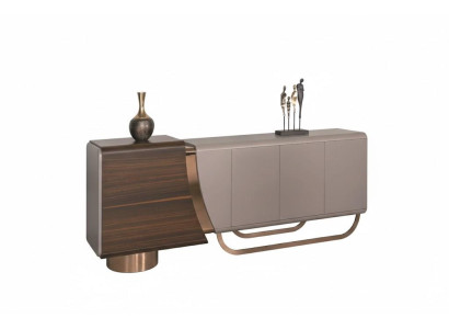 Braunes Sideboard Holzrahmen Asymmetrisches Design Abgerundete Ecken