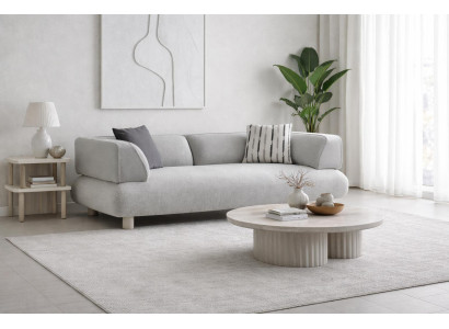 Stylisches Graues Polstersofa Designer Textilcouch Robuste Füße