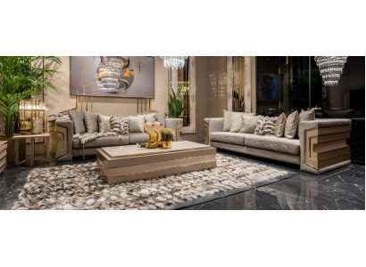 Modernes Wohnzimmer-Set Exklusive Sofas Edler Couchtisch Kaffeetisch
