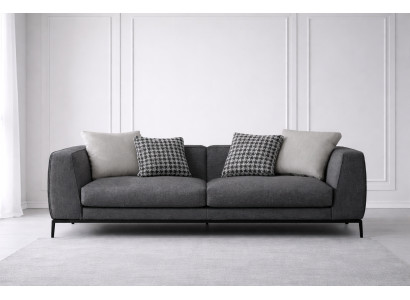 Dunkelgrauer 3-Sitzer Wohnzimmer Polstercouch Edles Textilsofa
