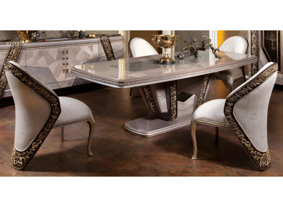 Stilvolle Esszimmer Garnitur Edler Esstisch Designer 4x Sitzstühle