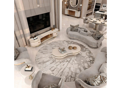 Edles Wohnzimmer Möbelset Beige Grau mit Gold Akzenten Modern