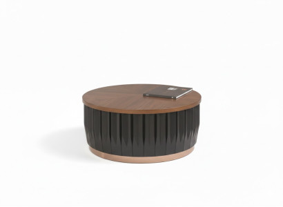 Moderner Couchtisch Metallakzent  Holzrahmen  Braun-Schwarz Farbe