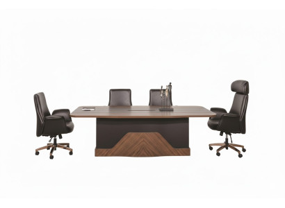 Stilvolles Arbeitszimmer-Set Besprechungstisch Sitzsessel Chefsessel