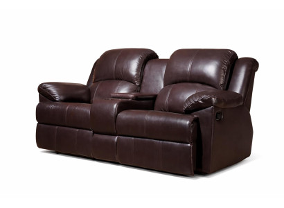 2-Sitzer Sessel Lederbezug Moderner Sessel mit Stauraum Farbe Braun
