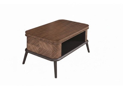 Couchtisch Minimalistischer Stil Holzrahmen Abgerundete Ecken Braune
