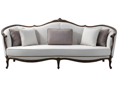 Sofa Weiß Farbe Klassischer Stil Holzrahmen Großes Sofa Holzbeine Neu
