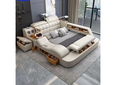 Multifunktionsbett mit USB-Anschluss Massagefunktion und Hocker