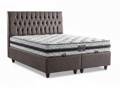 Bett mit Matratze Moderner Stil Braun Bett mit Stauraum Weiches Bett