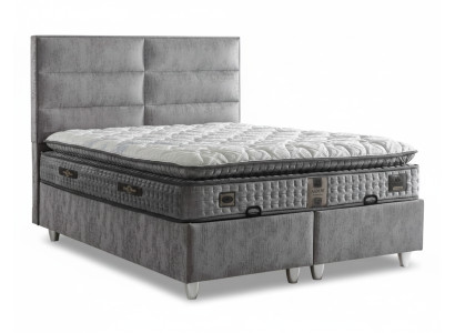 Bett mit Matratze Moderner Stil Weiches Bett Graue Farbe Stoffbezug