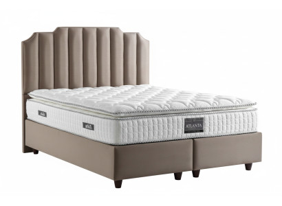 Bett mit Matratze Moderner Stil Beige Farbe Bett mit Stauraum Stoffbezug