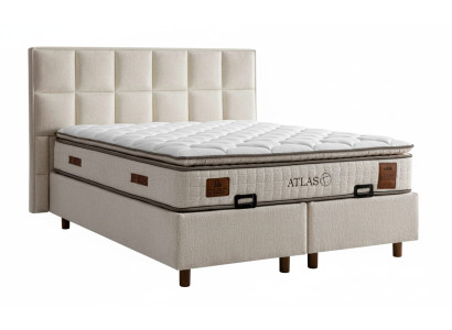 Bett mit Matratze Beige Moderner Stil Stoffbezug Bett mit Stauraum