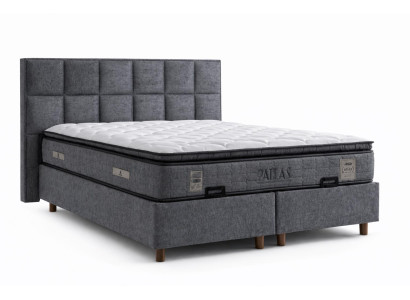Bett mit Matratze Grau Moderner Stil Stoffbezug Bett mit Stauraum