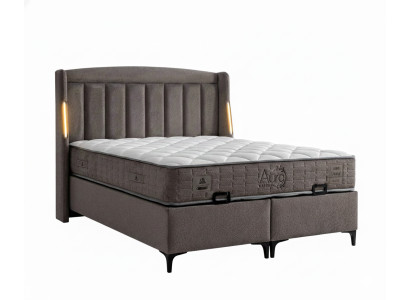 Bett mit Matratze Moderner Stil Grau Bett mit Stauraum Stoffbezug