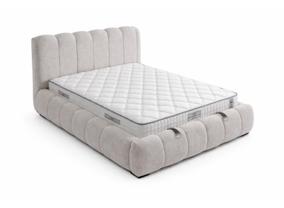 Bett mit Matratze Moderner Stil Grau Bett mit Stauraum Stoffbezug