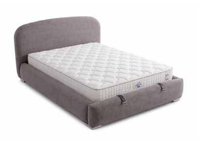 Bett mit Matratze Moderner Stil Stoffbezug Bett mit Stauraum Graue Farbe