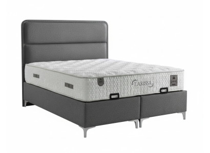 Bett mit Matratze Moderner Stil Stoffbezug Graue Farbe Bett mit Stauraum