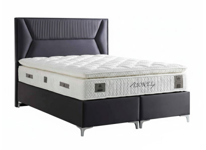 Bett mit Matratze Moderner Stil Stoffbezug Schwarz Bett mit Stauraum