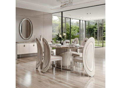 Luxuriöses Esszimmer Set Designer Esstisch Stühle Sideboard Spiegel