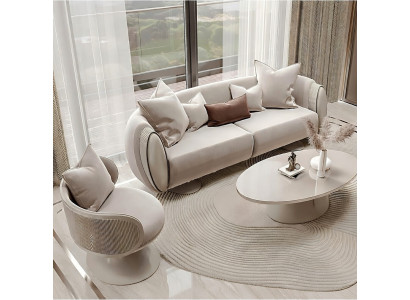 Komfortables 3-Sitzer Sofa mit passendem Sessel und Couchtisch