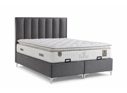 Bett mit Matratze Grau Moderner Stil Weiche Matratze Bett mit Stauraum